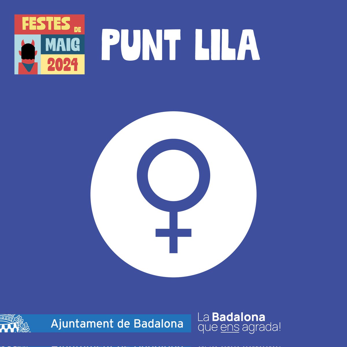 Per unes #FestesdeMaig lliures d’agressions sexuals i de sexisme! Totes les persones tenim dret a gaudir de les festes. 🟣 Si ets sents violentada, assetjada o agredida apropa't a un dels Punts Liles, amb informació, prevenció i acompanyament davant possibles agressions sexuals