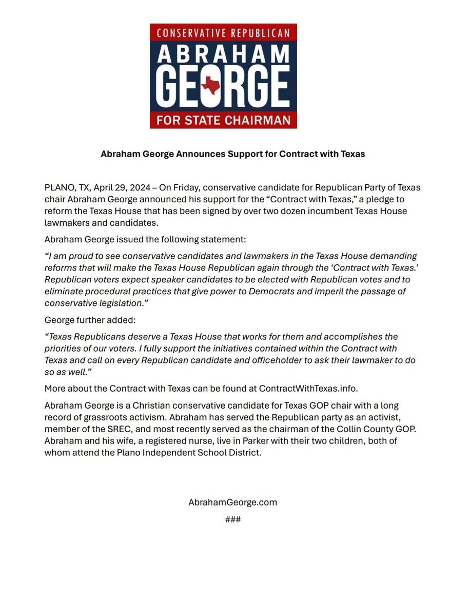 Exactly what Texas needs today. The Texas House must rebuild its trust with the people. I urge all House representatives to join the two dozen Republicans in signing the Contract with Texas. #ContractWithTexas #txlege @TexasGOP