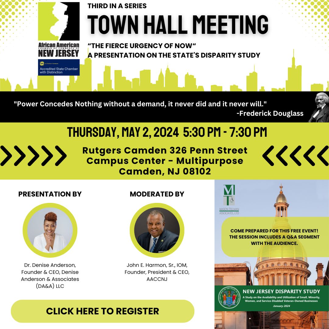 📢 AACCNJ Events this Week: 1️⃣ Candidates Forum 🗓️ Tuesday, April 30th 🕠 5:30 PM - 8:30 PM Register Here: lnkd.in/ekMfHCyg 2️⃣ Town Hall Meeting: 'The Fierce Urgency of Now' 🗓️ Thursday, May 2nd 🕠 5:30 PM - 7:30 PM Register Here: lnkd.in/gJxRxbQv