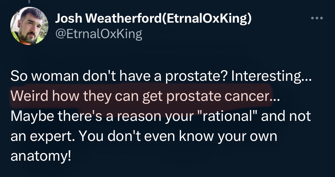 🤣When a TransAlly tries to educate you on how women can get “prostate cancer”.