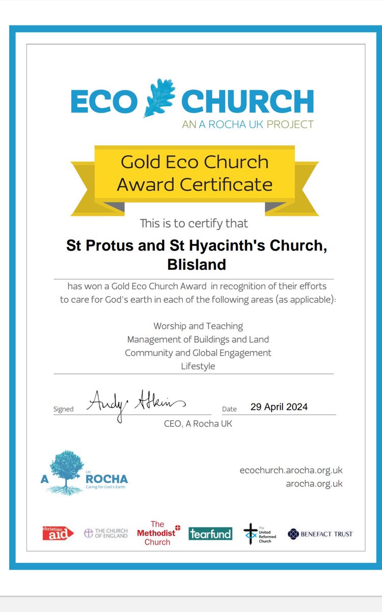 Blisland Church has just been gained their Gold Eco-Church award by @ARochaUK today. So proud of the team and all they do! @bishopstgermans @DioTruro @TruroTeam