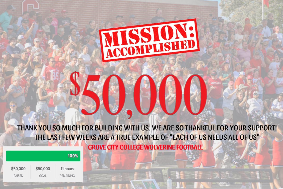 Mission Accomplished! With the help of so many, we were able to accomplish so much! With time to spare we reached our goal of $50,000. We can’t wait to see you all this fall as we build together ‘Brick By Brick’. From our staff, and players… Thank you so much!