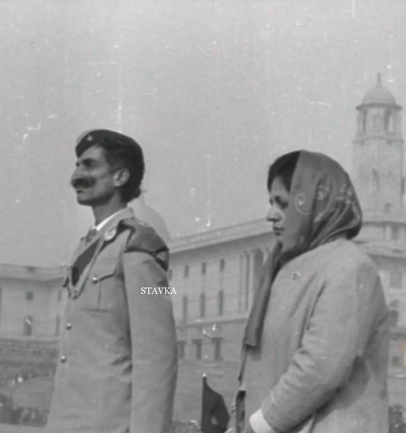 1972: Lt Col Hanut Singh, MVC, Commandant of the Poona Horse during the Indo-Pak War 1971 with mother of 2/Lt Arun Khetarpal as she receives Param Vir Chakra from President V.V. Giri. This young officer, with barely six months of service in the Regiment, by a deliberate decision…