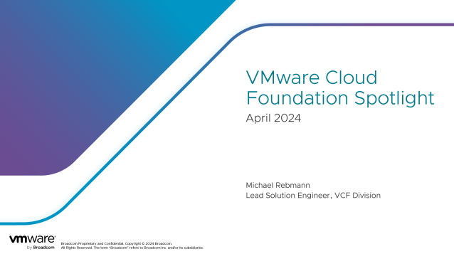 Este artículo destacado de VMware Cloud Foundation resume la información más reciente que hemos recibido y visto de VMware por parte de Broadcom desde finales de marzo . ¡Dale una mirada! #VMwareByBroadcom #vExpert dy.si/VdeQL