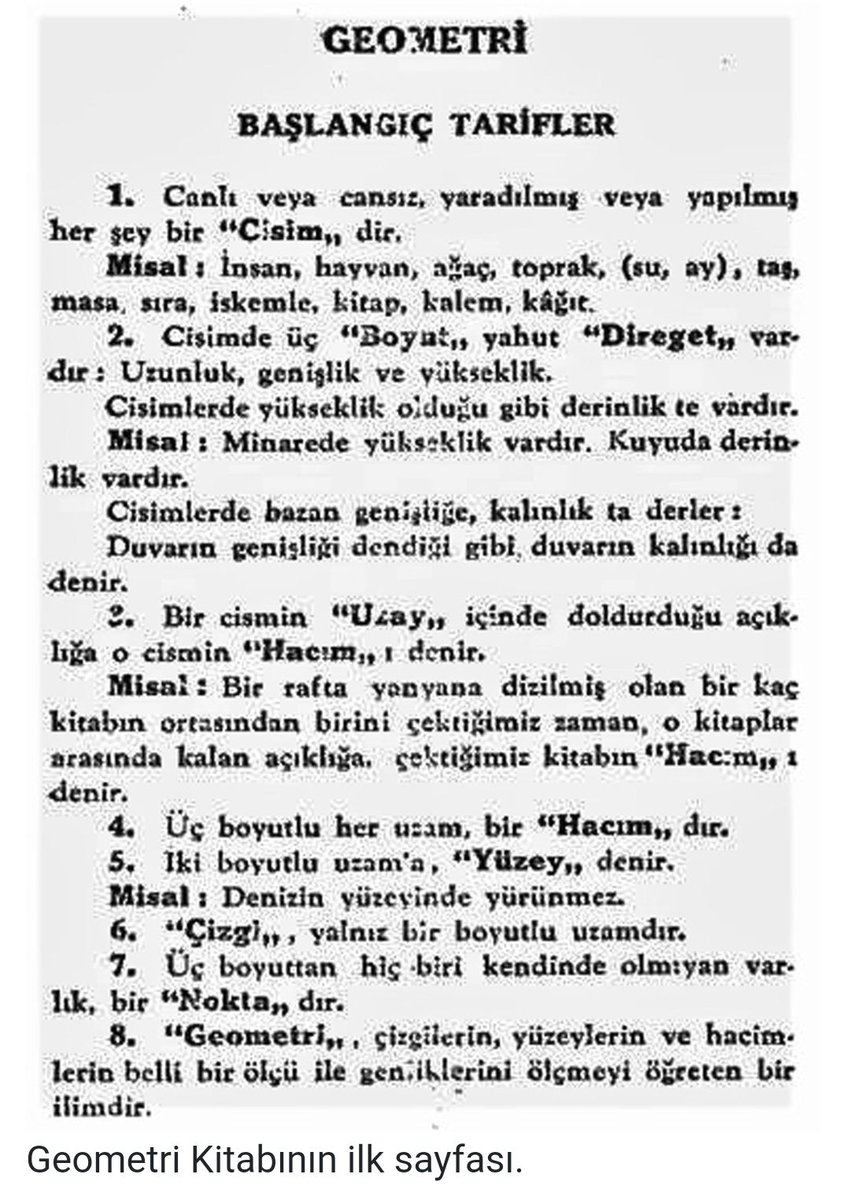 MÜSELLES'TEN ÜÇGEN'E, EĞİTİM'DEN MAARİF'E! “Müselles-i mütesaviyül adla; zaviyeleri birbirine müsavi müselles demektir” yerine, “Eşkenar üçgen; açıları birbirine eşit üçgen demektir” diyebilmeyi de Atatürk’e borçluyuz. Çünkü Atatürk'ün, Dil Devrimi ile terimlerin…