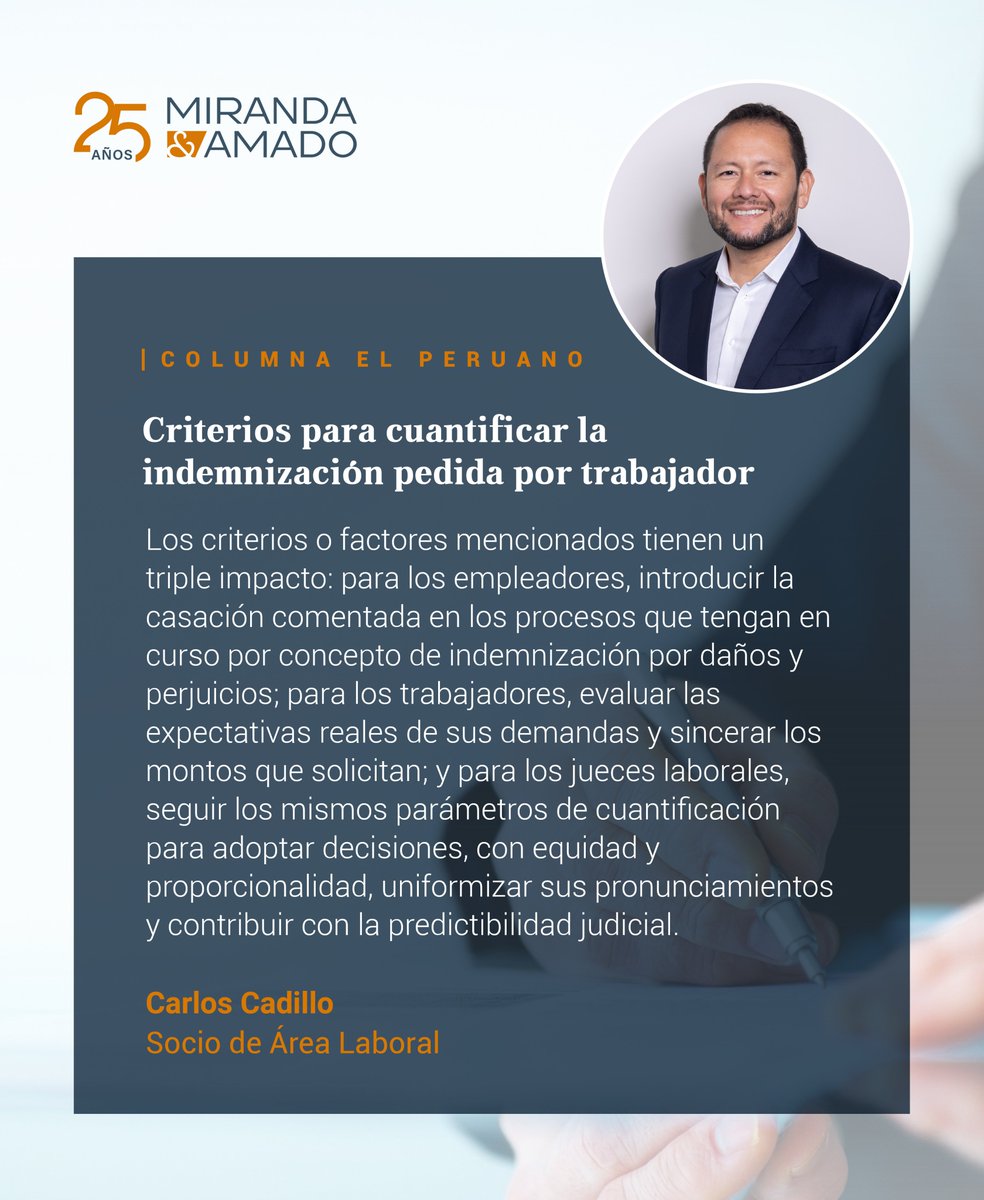 La Corte Suprema ha establecido criterios para cuantificar las indemnizaciones por lucro cesante, daño moral y daño al proyecto de vida, cuando son demandados por los trabajadores repuestos por decisión judicial. Carlos Cadillo comenta al respecto 👉 bit.ly/3QmUEim