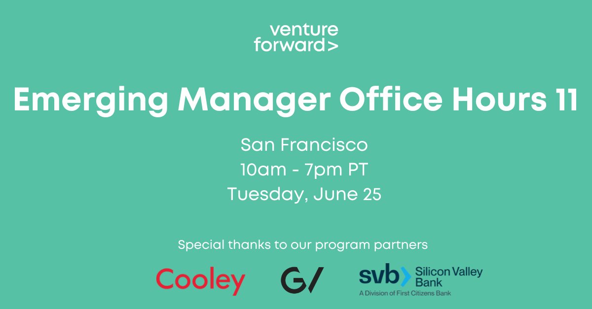🚨 Don't miss out on Emerging Manager Office Hours 11, taking place in San Francisco on June 25! Underrepresented emerging VC fund managers will connect with LPs and experienced GPs to discuss fundraising and fund management strategies in a safe, collaborative environment. Apply