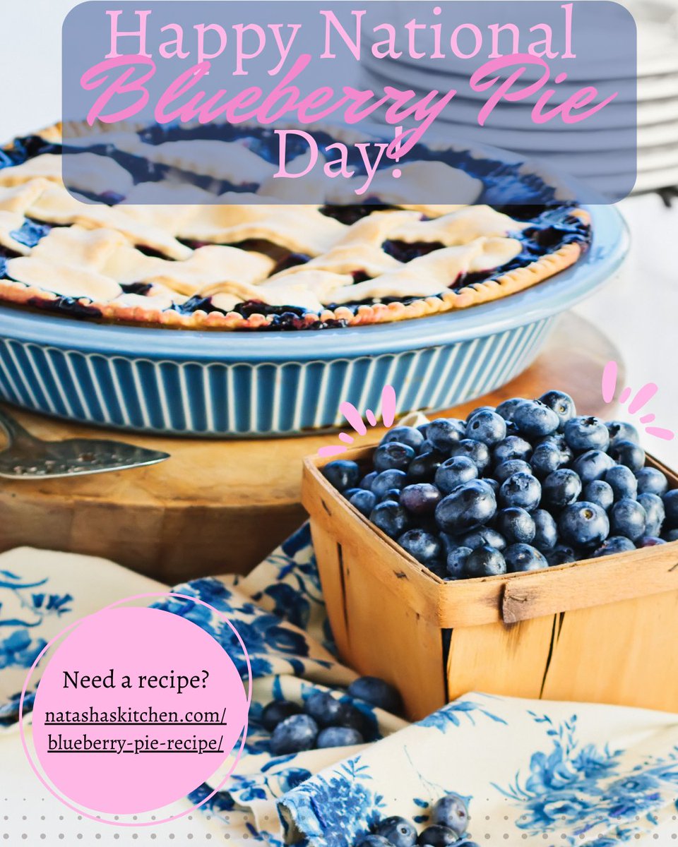 It’s National Blueberry Pie Day! 🥧🫐 This treat has been an American favorite since the 1800s. Why not bake one today? Check out a tasty recipe here: natashaskitchen.com/blueberry-pie-… #BlueberryPieDay #BakeAndCelebrate