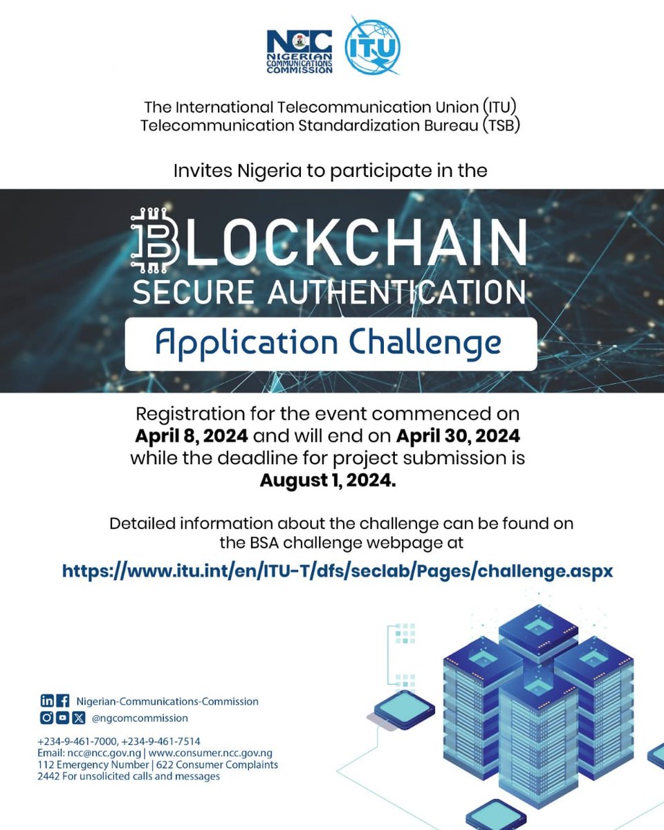 ITU Blockchain Secure Authentication (BSA) Application Challenge.   Detailed information about the challenge can be found on the BSA challenge webpage at  itu.int/en/ITU-T/dfs/s…