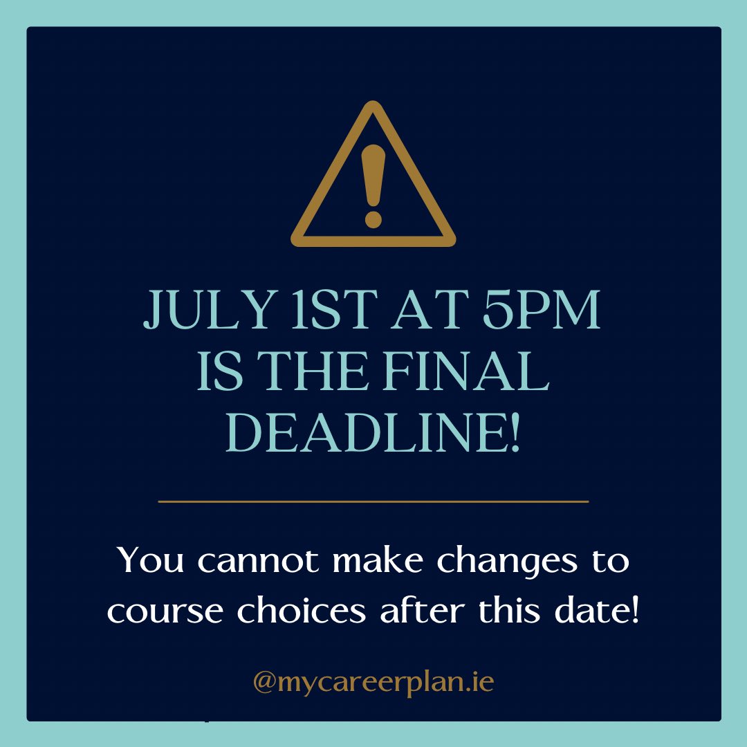 Lots of people have been in contact asking about when they can make changes to their #cao2024 application. The #CAO Change of Mind facility will open on May the 7th at 12pm and remains open until July the 1st at 5pm! #leavingcert2024 #LeavingCert