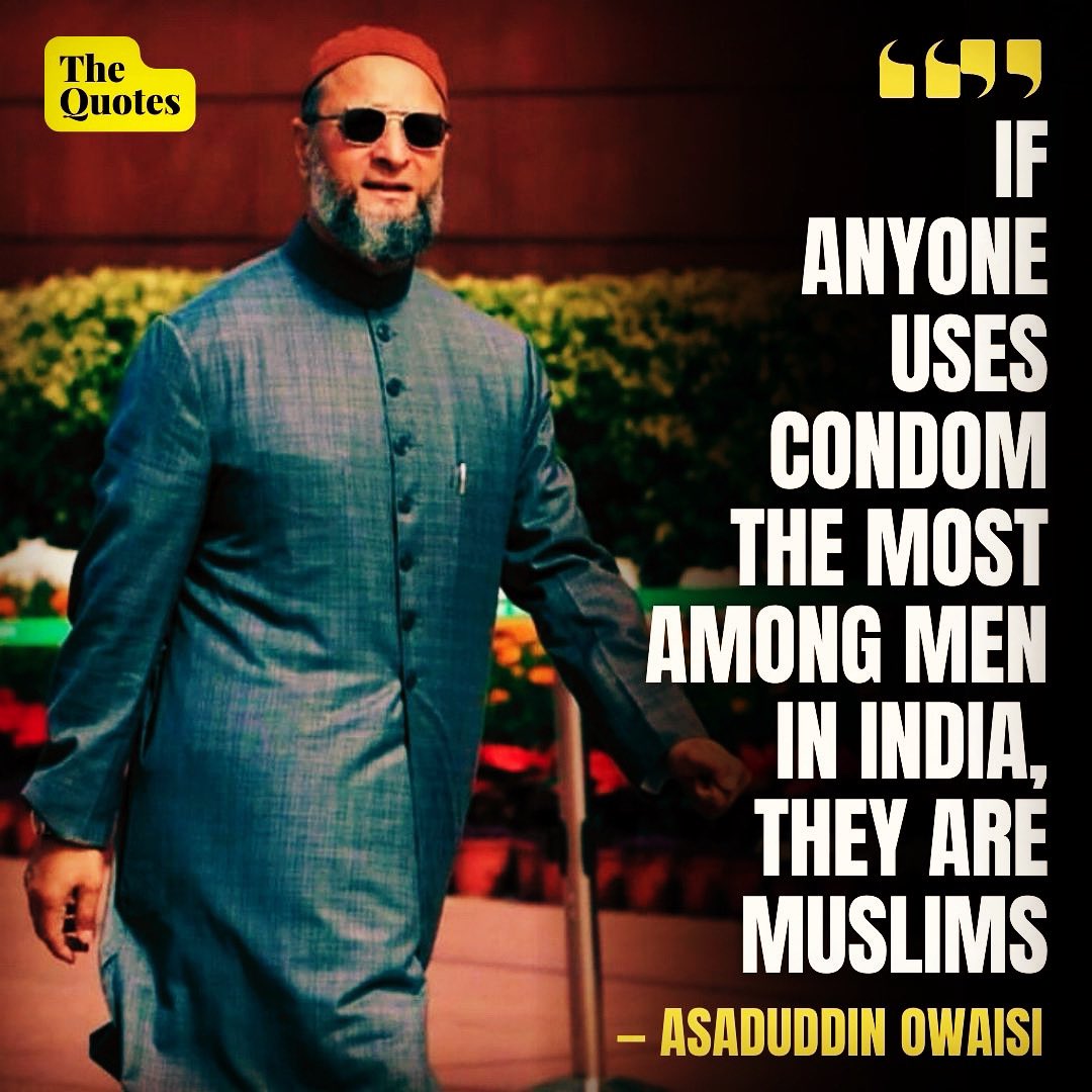 'Mu$|!m$ use the most contraceptives in the country' - Asaduddin Owaisi's reply to Prime Minister Modi. 👉 This is an example of shamelessly lying and being unapologetic about it. Hindus should be aware that, according to the Government statistics, In 1950, Mu$|!m$ accounted…