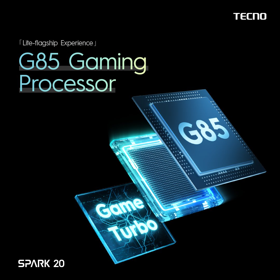 Unleash the power of speed with the Tecno Spark 20! 💨✨ Thanks to its robust Helio G85 processor, you'll experience lightning-fast performance like never before! Say hello to seamless multitasking and lag-free gaming! 🚀📱 #TecnoSpark20 #TecnoSmartphone
