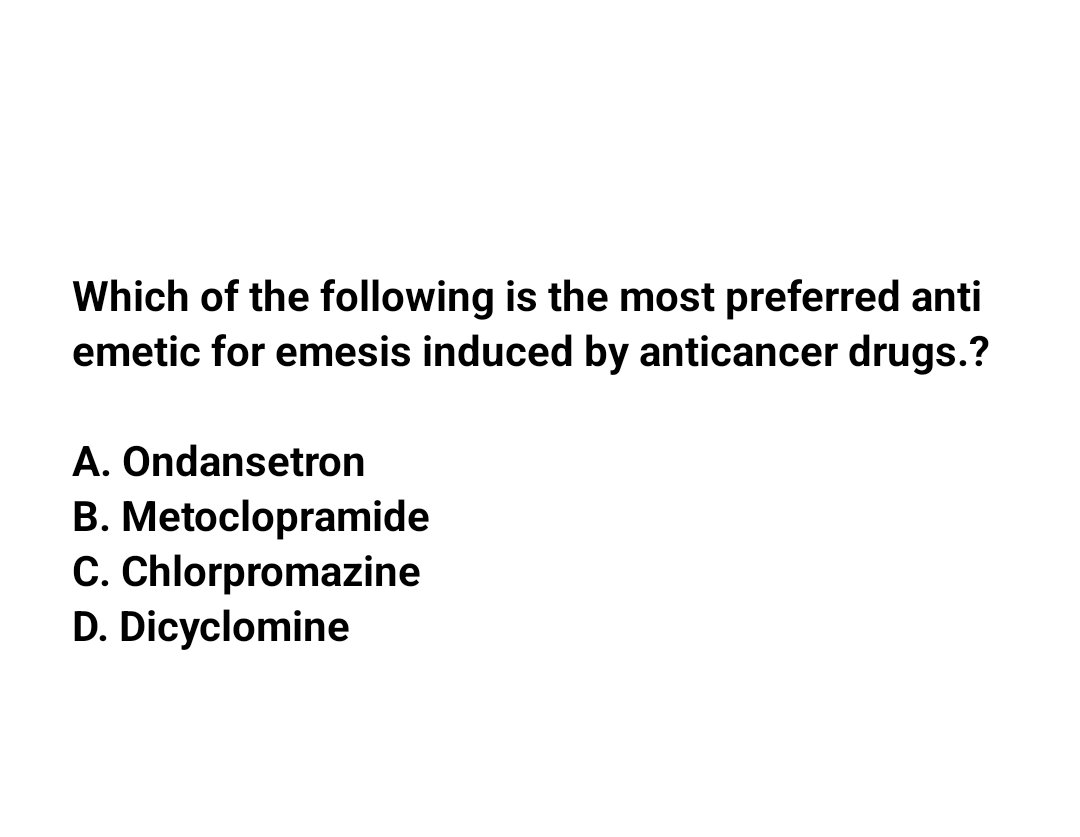 Which of the following is the most preferred anti emetic for emesis induced by anticancer drugs.?🤔