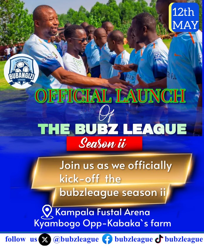 Are you ready for season II of #BubzLeague? Who will win the Second Edition trophy? @AkarereFC @Rwekisigazifc @SC_AMATEMU31 @FcHunters42391 @LegendsFC8 @EnsoloSC 12th May at KAMPALA FUSTAL ARENA KYAMBOGO KAMPALA . Be there 🫵🫵