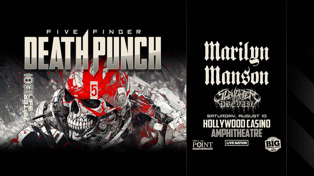 We’ve got your chance to win tickets to FIVE FINGER DEATH PUNCH – playing a Point Big Summer Show with special guest MARILYN MANSON on Saturday, August 10th at @HollywoodAmpSTL! Find all the details and enter to win tickets for Five Finger Death Punch at tinyurl.com/5n8nx3mk!