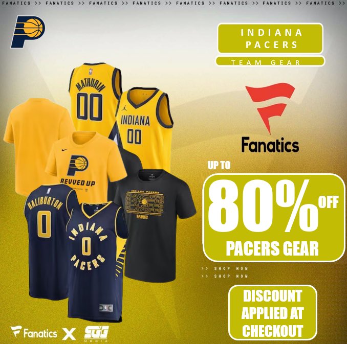 INDIANA PACERS NBA PLAYOFFS SALE, @Fanatics 🏆 PACERS FANS‼️Gear up for the NBA PLAYOFFS and get up to 80% OFF Indiana Pacers gear using this PROMO LINK: fanatics.93n6tx.net/PACERSSALE📈 HURRY! DEAL ENDS TODAY 🤝
