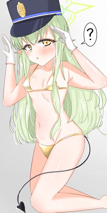 ブルアカ金ビキニ麻雀の負債絵でヒカリを描きました 