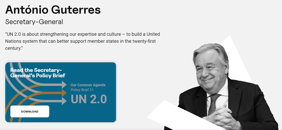 Though UN 2.0 Week is over, continue exploring data, digital, innovation, foresight, behavioral science and culture in action by reading @UN Secretary-General @AntonioGuterres policy brief on #UNPoint0! un-two-zero.network/wp-content/upl…