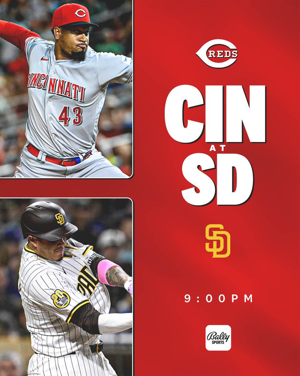📍 San Diego, CA ☀️ Late-night @Reds Live pregame coverage with @BGiesenschlag and @mrLeCure leads off tonight at 9:00! 📺 Bally Sports Ohio 💻 BallySports.com 📱 Bally Sports app