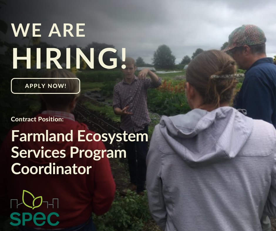 SPEC is hiring a Farmland Ecosystem Services Program Coordinator! This role supports farmers to enhance on-farm ecosystem services and help strengthen a network of small-scale farmers in the Metro Vancouver region. Apply by noon PST, today! spec.bc.ca/job-opportunit…..