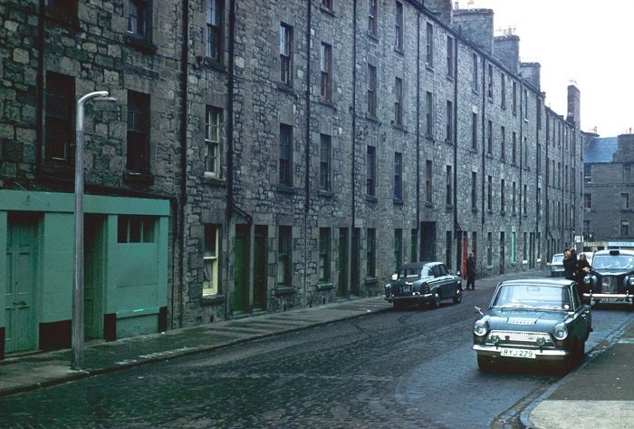 Craigie Street, undated photograph. The green Cortina (RYJ 279) was registered in 1964 so it will be after that. Ref: DCC-SA3259 #Dundee #Archives