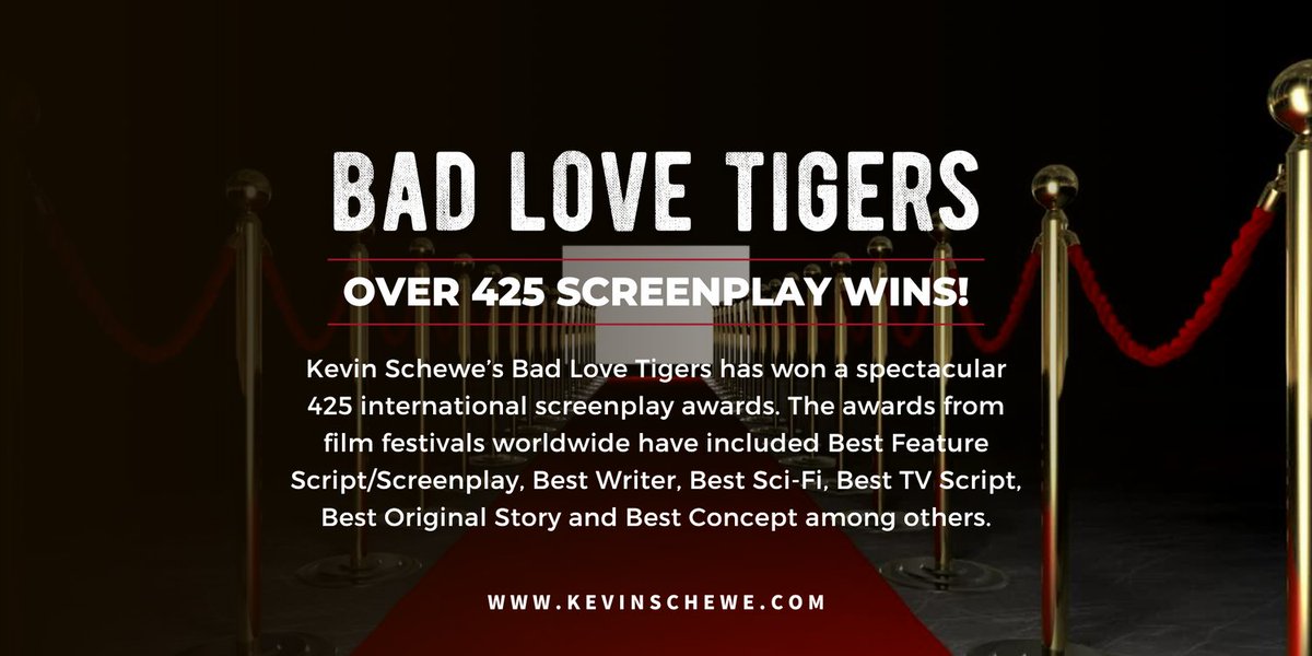 With 425+ Screenplay wins, BAD LOVE TIGERS by Dr. Kevin Schewe is an impressive series. Grady Harp, Amazon Top 50 Hall of Fame Reviewer kevinschewe.com #iartg #mustread #ian1 @realkevinschewe