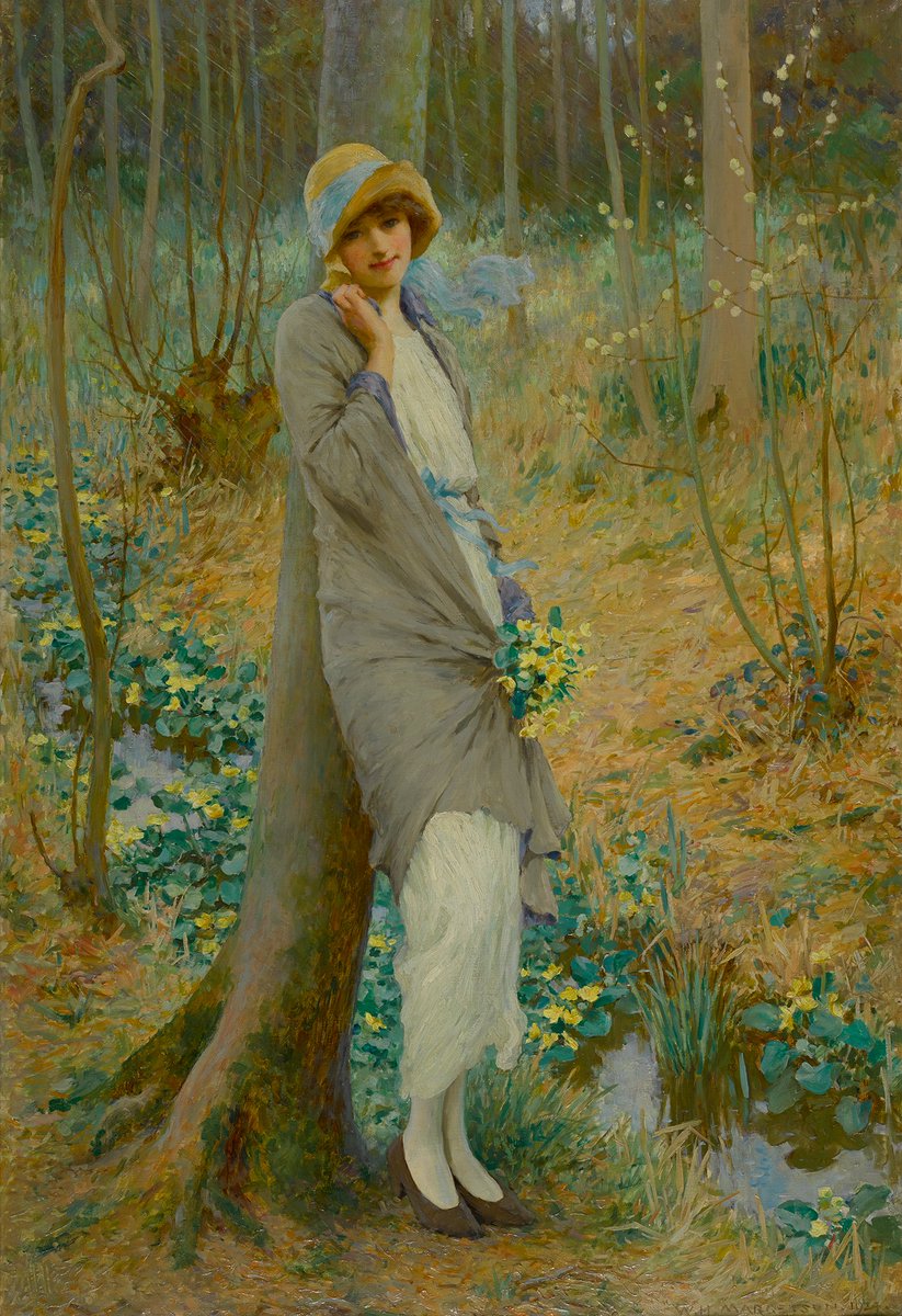 WILLIAM HENRY MARGETSON Pintor Británico 1861-1940 Óleo s/ Lienzo - 102 x 68,5 cm 'Marigoldas (Tagetes) del Marismo (Pantano)' - 1924