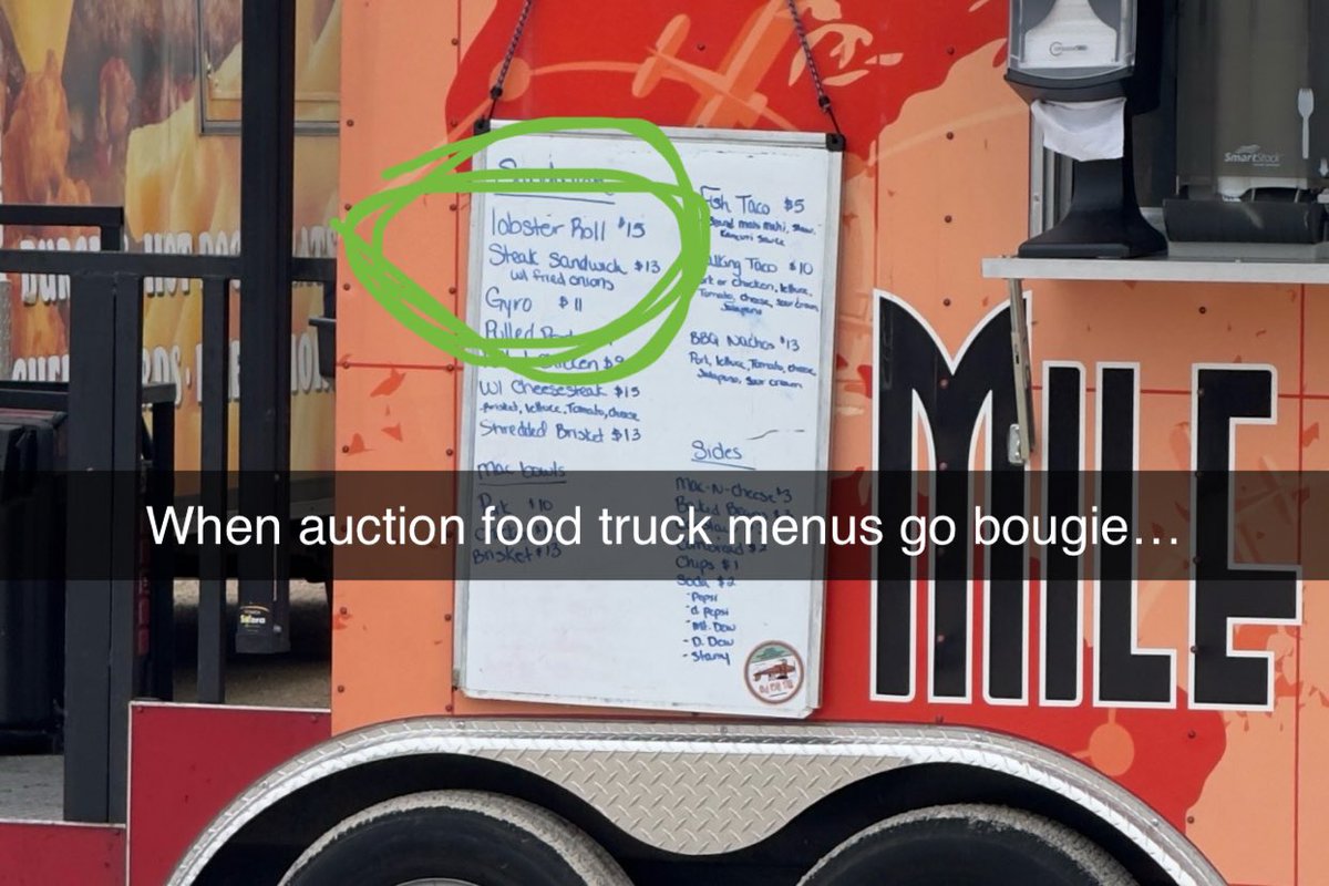 That’s the first time I’ve ever seen a lawb-stah roll on an auction food truck menu.