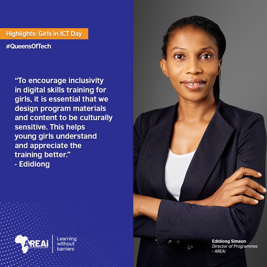 “To encourage inclusivity in digital skills training for girls, it is essential that we design program materials and content to be culturally sensitive. This helps young girls understand and appreciate the training better” ~Ediddiong Simeon
