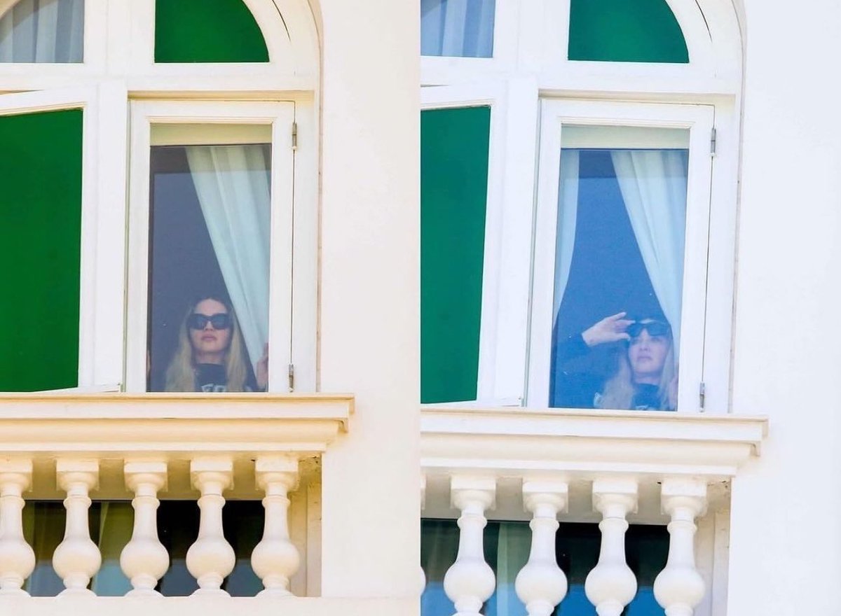Madonna surge na janela do Copacabana Palace 🥰