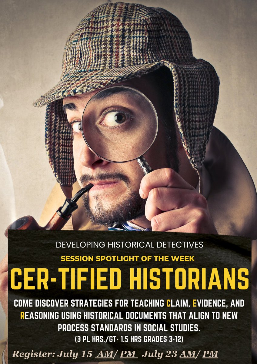 We have some new process standards in social studies starting in 2024-2025. Come learn how to infuse historical writing into your lessons by creating CER-tified Historians. @HumbleeISD_AHS @HumbleISD_SCHS @HumbleISD_KHS @HumbleISD_KPHS @HumbleISD_HHS @HumbleISD_SECHS