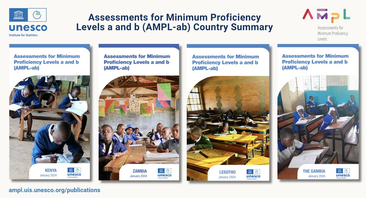 The AMPL-ab project was designed to produce #SDG 4.1.1a and 4.1.1b indicators by sex to monitor the #progress of #SDG4 🌍 Learn more in the country summary and international report from participating countries: The Gambia, Zambia, Kenya, and Lesotho ➡️ ampl.uis.unesco.org/publications/