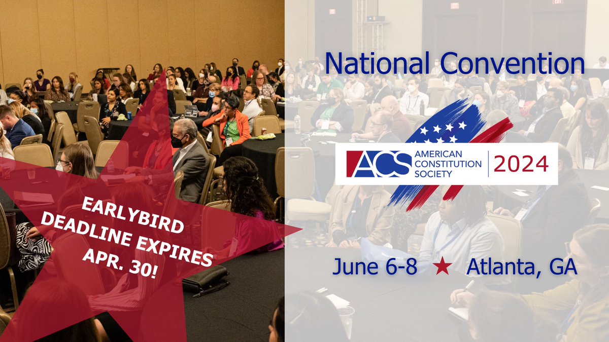‼️ The deadline to register for the 2024 ACS Convention at the early bird rate expires at midnight tomorrow April 30! Register now and save! acslaw.org/get-involved/a…