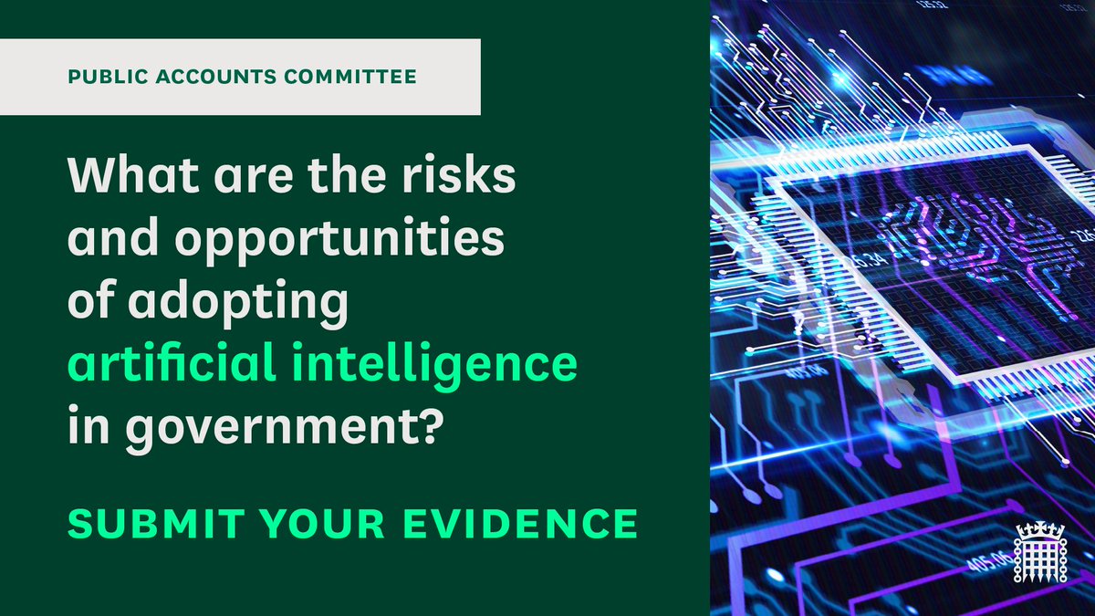 🚨 The deadline to submit evidence for our inquiry into the use of artificial intelligence in government is approaching 💻 Head to our website to find out more: committees.parliament.uk/call-for-evide… ✍️ Submit your evidence before Friday 3 May