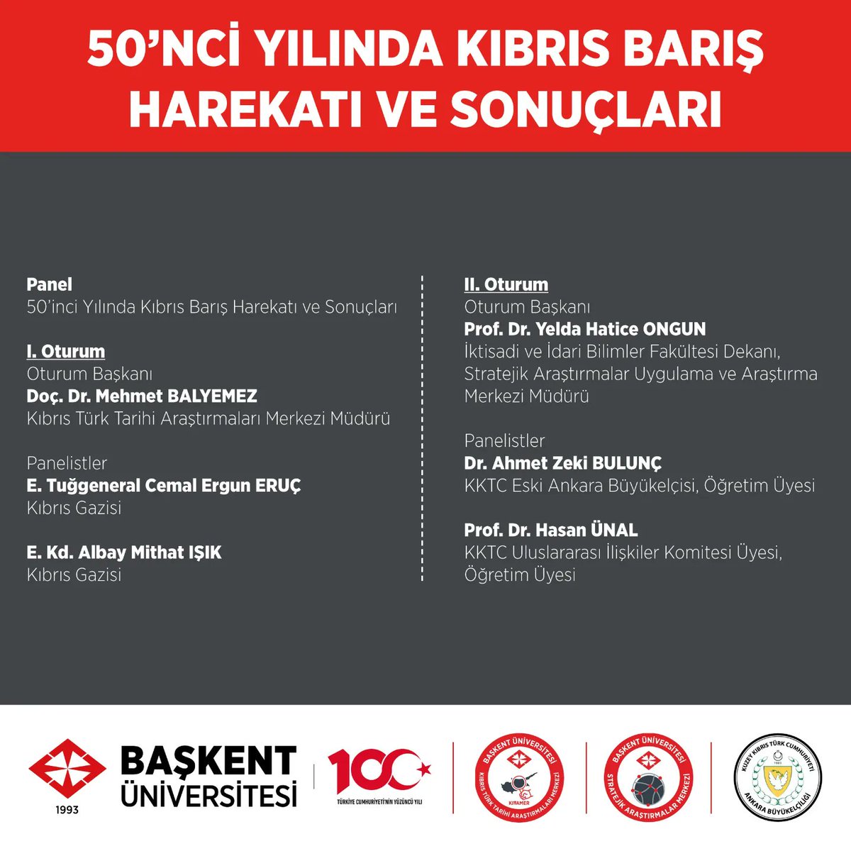 Başkent Üniversitesi Stratejik Araştırmalar Mrk. (@baskent_sam) on Twitter photo 📌 KITAMER ve Merkezimiz işbirliğiyle 02 Mayıs Perşembe günü 13.30'da Prof. Dr. İhsan Doğramacı konferans salonunda "50'nci Yılında Kıbrıs Barış Harekatı ve Sonuçları" başlıklı panel düzenlecektir. Katılımlarınızı bekliyoruz.
<a href="/baskentunv/">Başkent Üniversitesi</a> <a href="/yeldaongun_/">Prof.DrYelda Ongun</a> <a href="/SibuBaskent/">Başkent Üniversitesi SİBU</a> 📌 KITAMER ve Merkezimiz işbirliğiyle 02 Mayıs Perşembe günü 13.30'da Prof. Dr. İhsan Doğramacı konferans salonunda "50'nci Yılında Kıbrıs Barış Harekatı ve Sonuçları" başlıklı panel düzenlecektir. Katılımlarınızı bekliyoruz.
<a href="/baskentunv/">Başkent Üniversitesi</a> <a href="/yeldaongun_/">Prof.DrYelda Ongun</a> <a href="/SibuBaskent/">Başkent Üniversitesi SİBU</a>