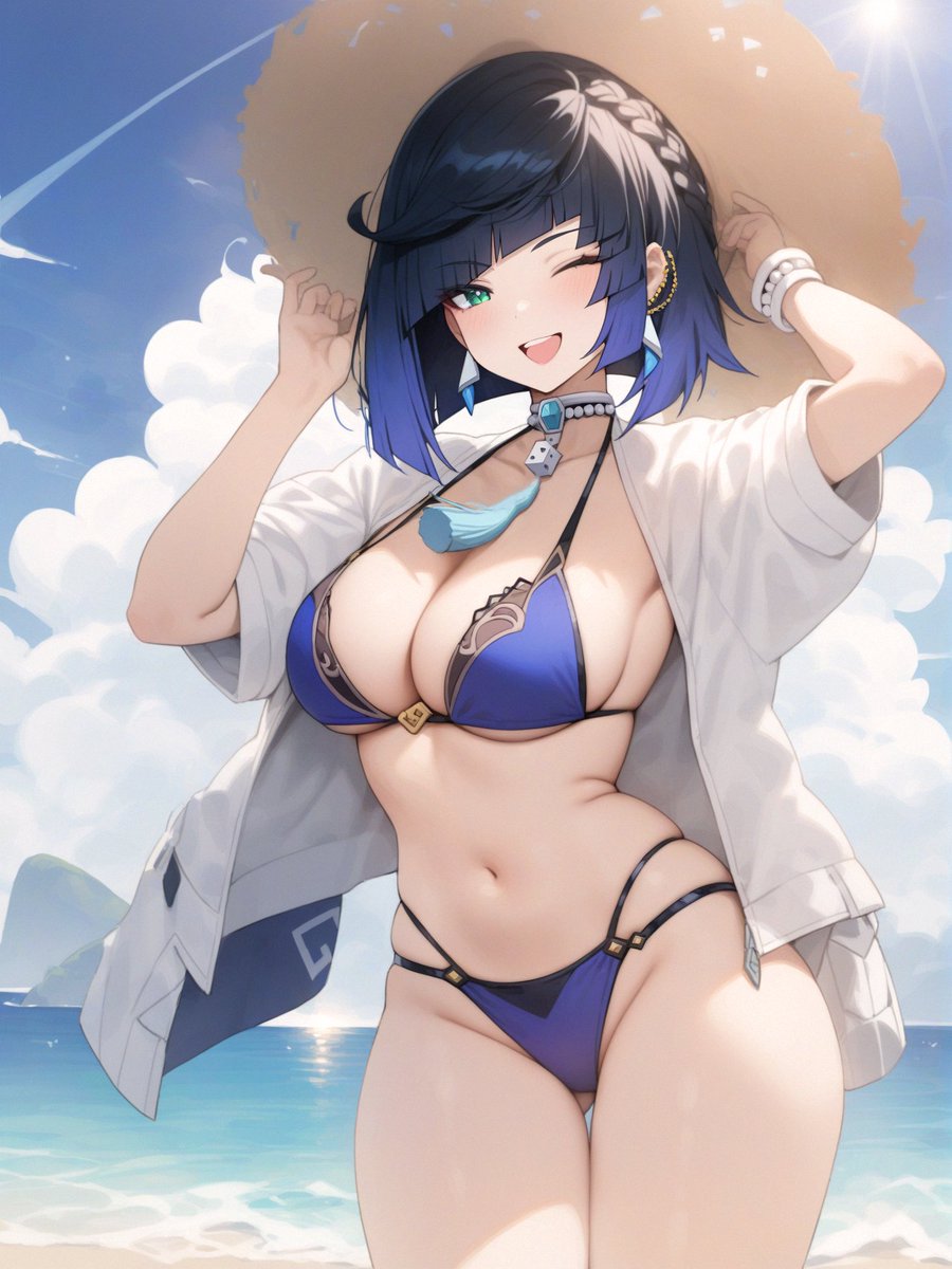 Sunny beach day with Yelan 💙🌊🏖️☀️ #Yelan #夜蘭 #GenshinImpact #原神