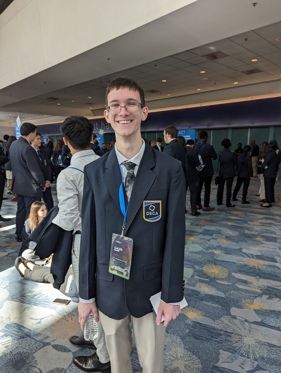 Caleb is ready and excited for competition today! His first role play will begin soon at the International DECA Conference! @ccpsactivities #NEtakesCA