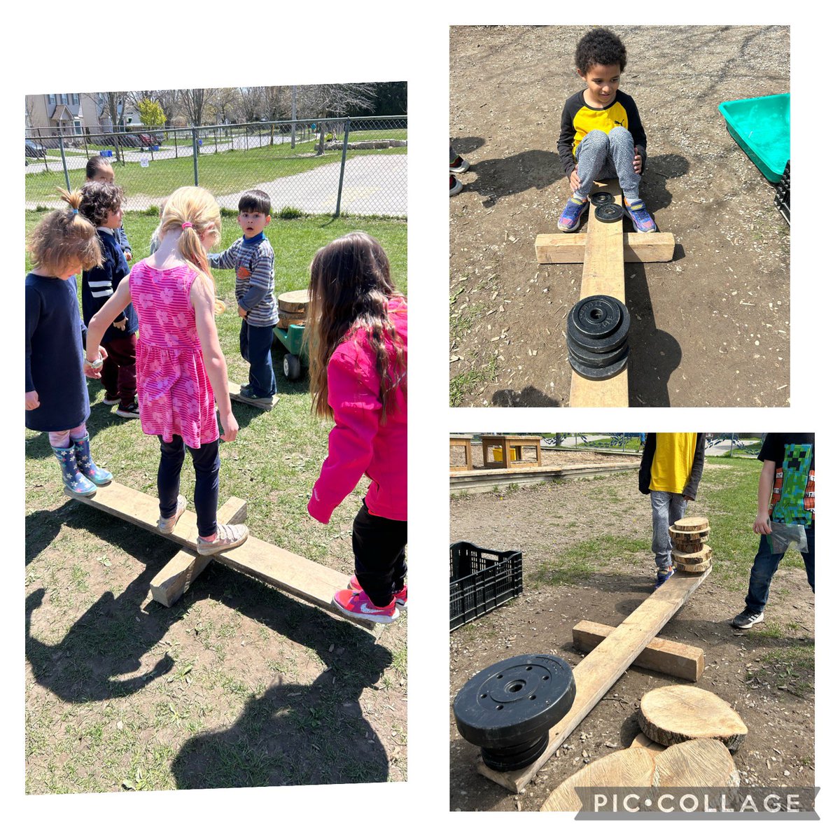 Lots of exploring and experimenting with our balance scale using tree slices, weights, and friends! What weighs more? @GlenCairnTVDSB @TVDSB_STEM