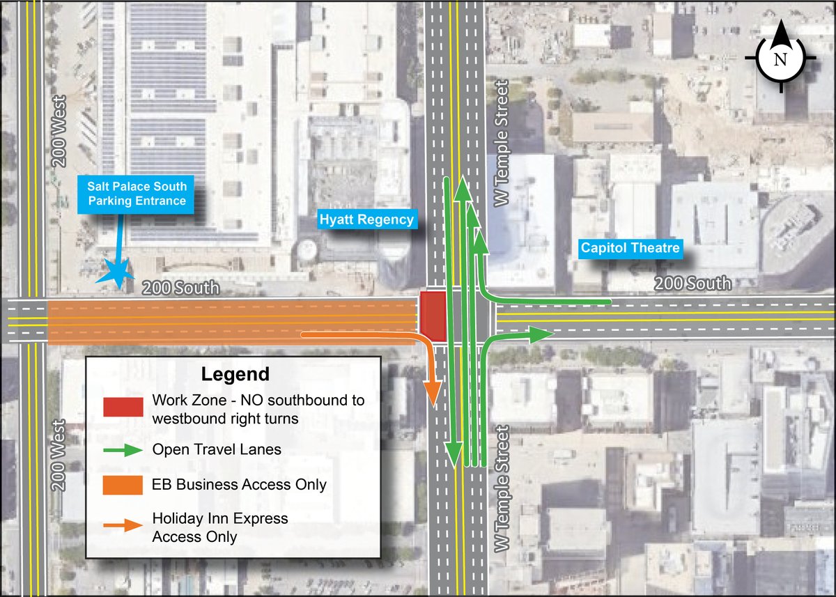 ⭐️200 S Dominion Update⭐️ 17,200 ft of pipeline replaced, 4,400 ft to go! 🚧 Work zone shifting west towards 400 West. See map for changes to West Temple intersection access as soon as May 1.For updates, visit bit.ly/4ddfJ8N or call 385-557-2585 #200South