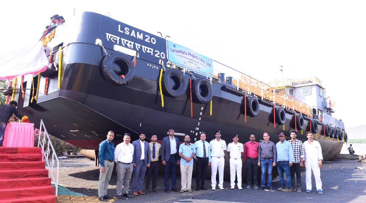 indiannavy's tweet photo. Launch of the 6th Ammunition Cum Torpedo Cum Missile Barge, LSAM 20, built by #MSME Shipyard, M/s Suryadipta Projects Pvt Ltd, Thane was undertaken on #29Apr 24.
The Ceremony was presided over by Shri Madhusudan Bhui, INAS, GM NAD ( Karanja).
Indigenously designed & built the Barge would aid in facilitating Transportation, Embarkation & Disembarkation of ammunition/torpedo/missile to Ships both alongside jetties & at outer harbours.
#AatmaNirbharBharat
@SpokespersonMoD @MakeinIndia
@SPPL_1998 @minmsme
https://t.co/y82qrWNvwX
