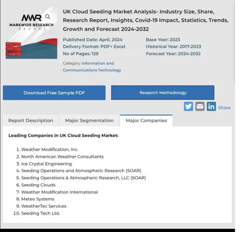 Here are the top 10 companies in the UK for cloud seeding market #cloudseeding #GeoEngineering #weathermodification #netzeroscam. Link in comments below