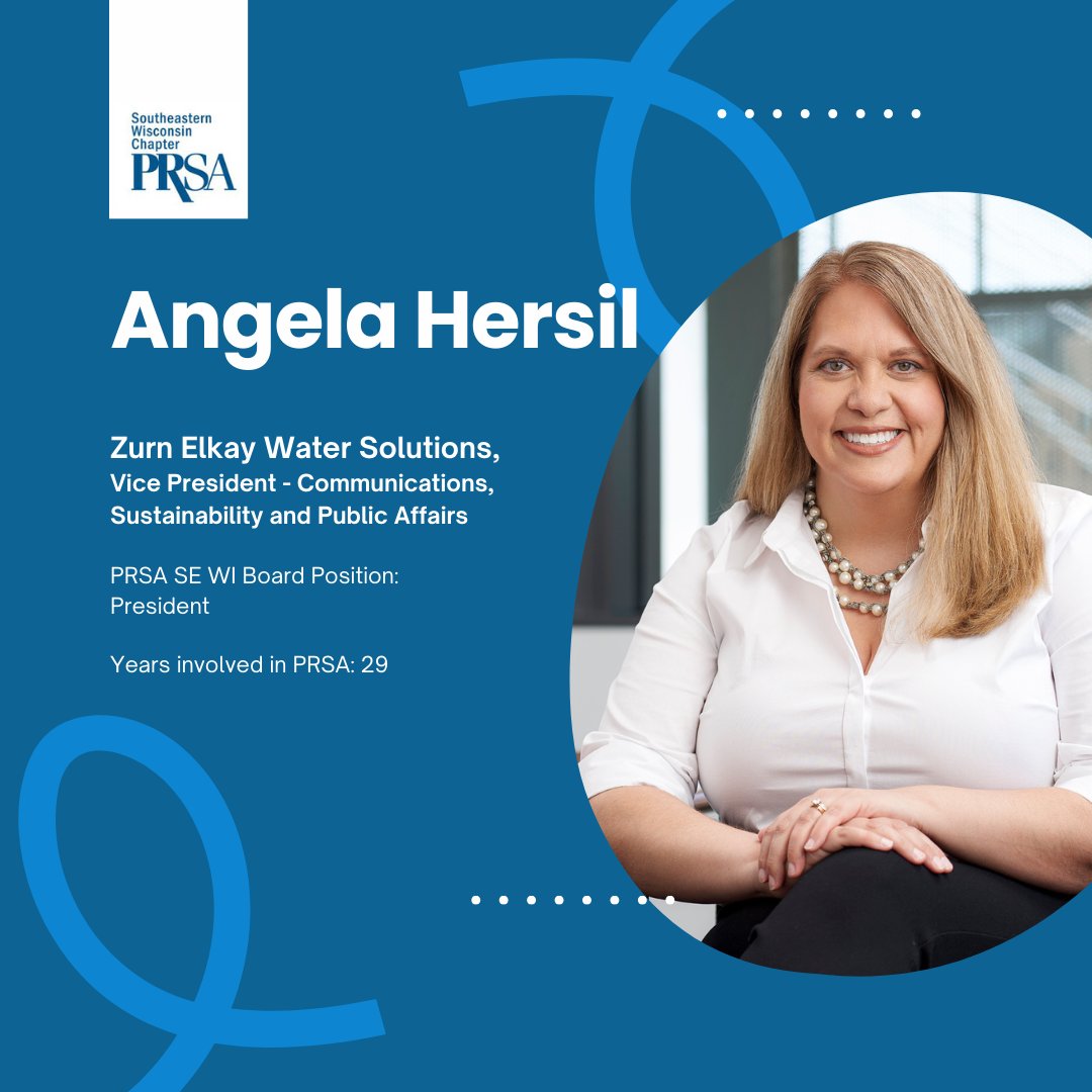 Board Members Spotlight: Angela Hersil 📸

<a href="/AHersil/">AMHersil</a> is VP, Corporate Communications, Sustainability and Public Affairs for @Zurn Elkay Water Solutions. Angela’s favorite annual PRSA event: Celebrating the incredible work of Milwaukee's PR professionals at the Paragon Awards.