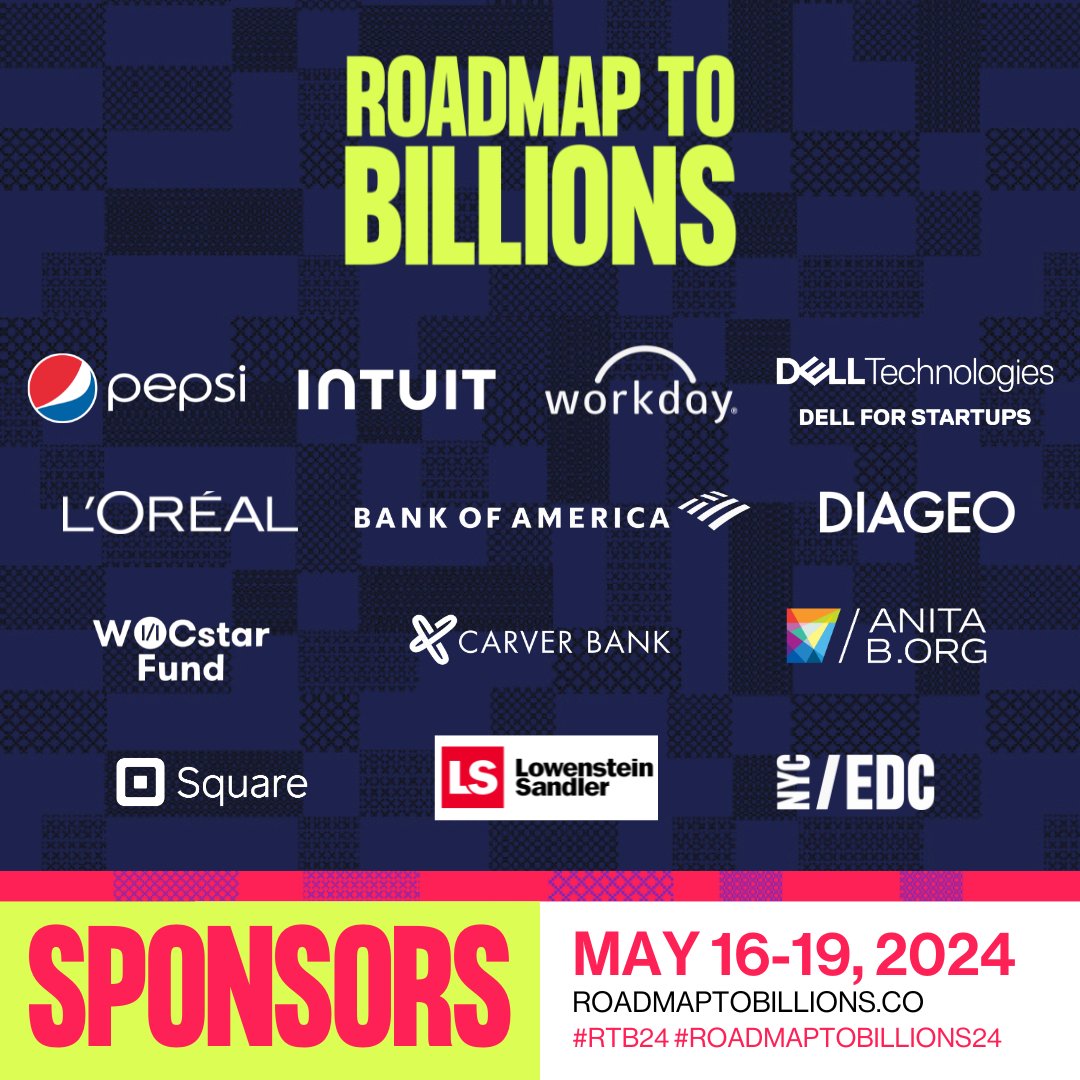 📢 Thrilled to announce this year's Roadmap to Billions sponsors! Your unwavering support propels the Roadmap to Billions New York 2024 event, empowering Black female founders & tech professionals. THANK YOU! #RoadmaptoBillions24 #RTBNY24 #TechConference #Sponsors #RTB24 #BWTT