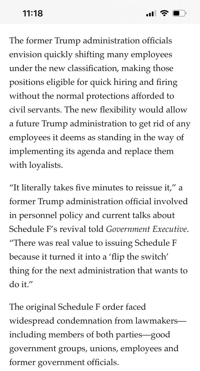 @krassenstein @Teramis Good grief Brian. He plans to upend the civil service system, putting in loyalists who will do what he wants. . Read up on schedule F. govexec.com/workforce/2022…