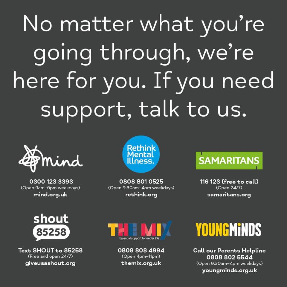 It's could to talk, there is someone there if needed