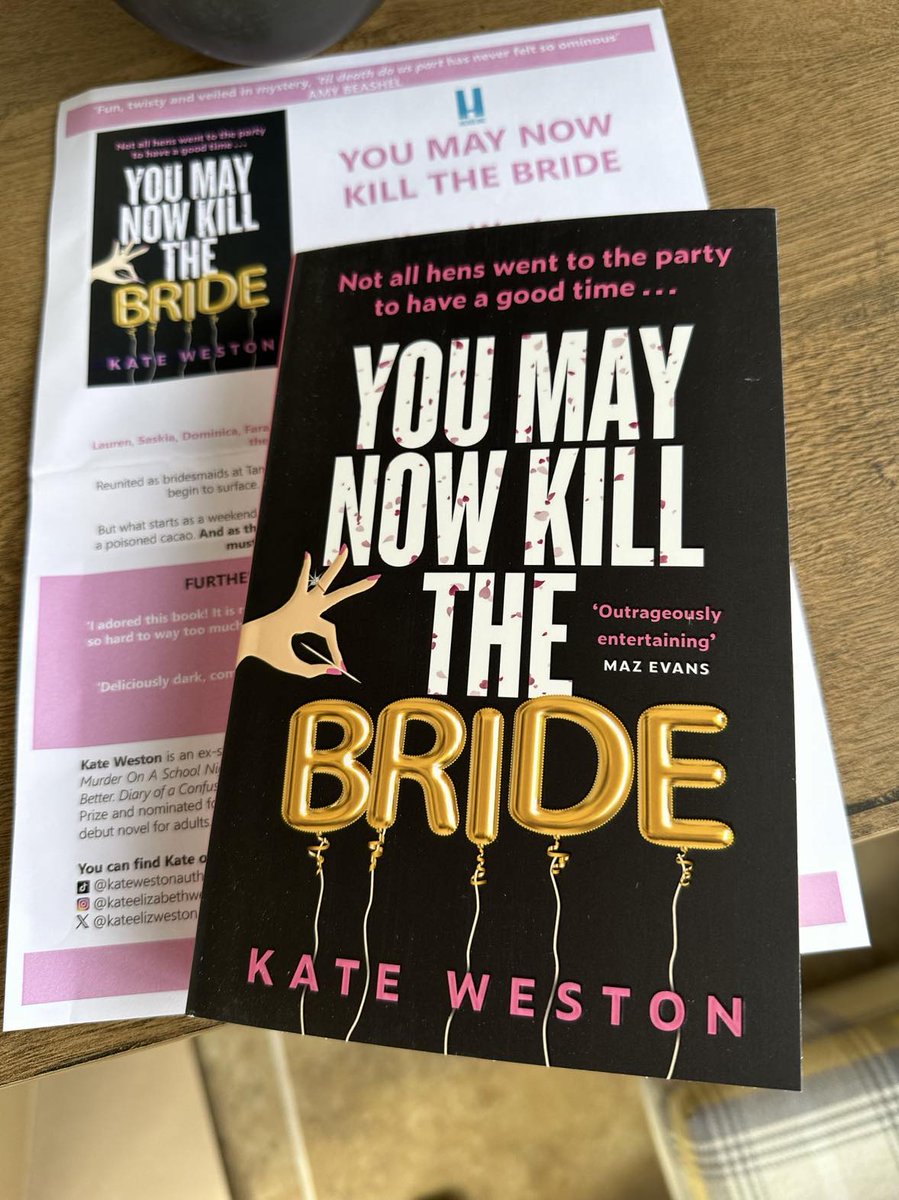'Outrageously entertaining' according to Maz Evans! Great #BookPost from @headlinepg #YouMayNowKillTheBride by @kateelizweston - publishes 23 May
