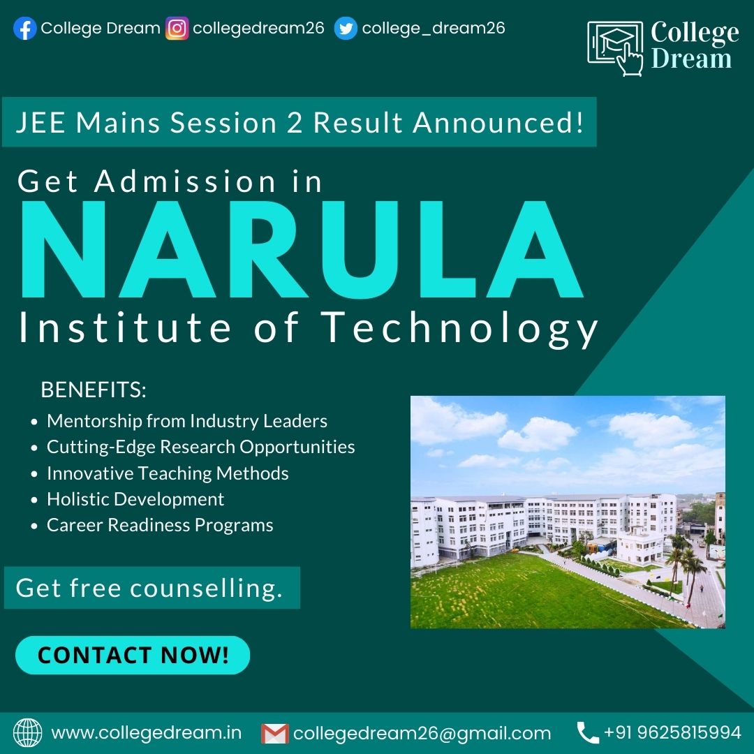 Exciting news! JEE Mains Session 2 results are out! Get admission in B.Tech at Narula Institute of Technology and shape your future.
Contact us now for free counseling!!
.
#jee #jeemains #jee2024 #narulainstitute #btechadmissions #engineeringjourney
