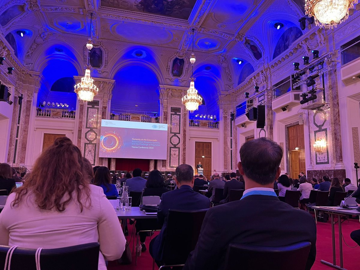 Today and tomorrow in Vienna 🇦🇹 we take part in the discussions shaping the future of autonomous weapons systems #aws2024 hosted by @MFA_Austria