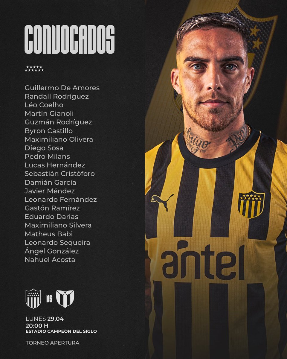 ⚽️ Lista de convocados de #Peñarol para enfrentar a #River. Aguerre, Mayada, Cabrera y Neris vuelven a ser bajas. #VamosQueVamos