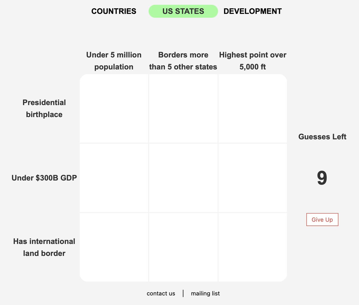 GeographyGrid's tweet image. Today's States Grid! Show off your knowledge of the 50 states and complete the puzzle!

Play now at GeographyGrid.com/States